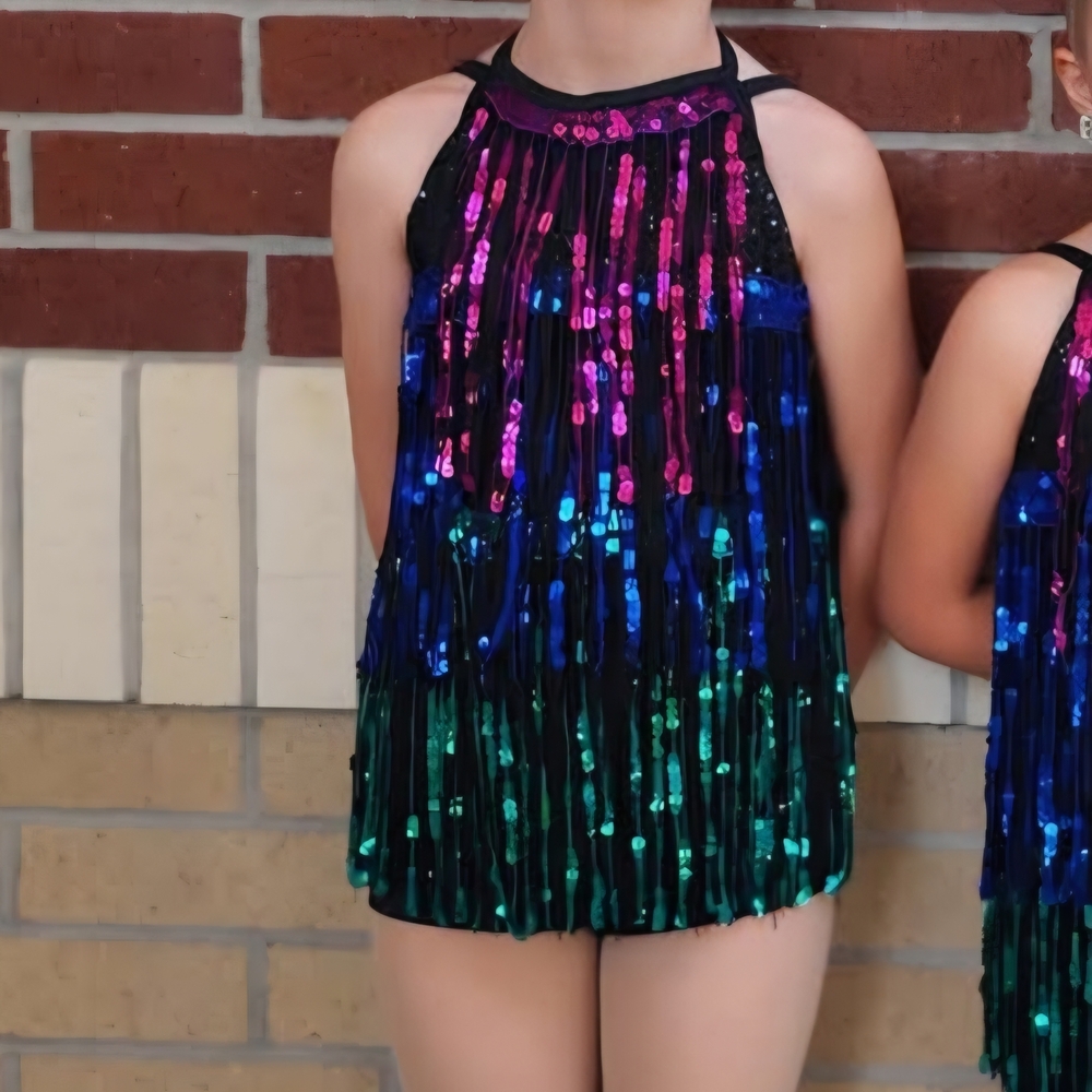 Weissman Black and Pink Dance Costumes with Metallic Flair